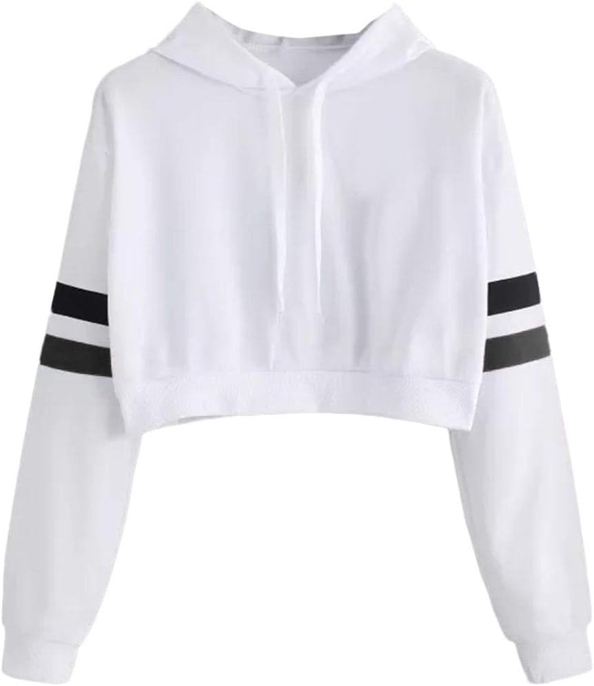 Sttech1 Casual Tops for Women, Women Solid Color Short Parallel Bars Hooded Short Sweater