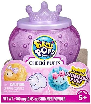 PIKMI New POP CHEEKI Puffs- Super Sweet Scented Shimmer Plush Inside Collectors Perfume Case! Approx 10cm x 8cm
