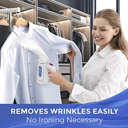 PurSteam Travel Steamer for Clothes. Highest Quality, Fastest Heating InfaTherm Technology , 8-in-1, Wrinkle Remover- Clean- Sterilize-Refresh- Treat-, Auto Off