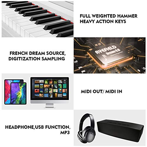 MUSTAR 88Key Weighted Digital Piano, Beginner Keyboard, Triple Pedals