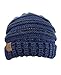 NYFASHION101 Oversized Baggy Slouchy Thick Winter Beanie Hat, Navy Mix