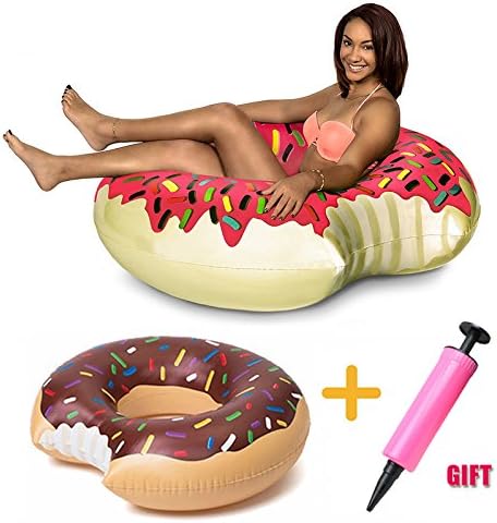 48 Inch Sweet Dessert Giant Pool Floats Adult Super Large Gigantic Doughnut Pool Inflatable Life Buoy Swimming Circle Ring Chocolate