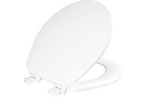 BEMIS CHURCH Toilet Seat, Easy Clean Hinges Release for Deep Cleans, Durable Enameled Wood Seat, Round, White