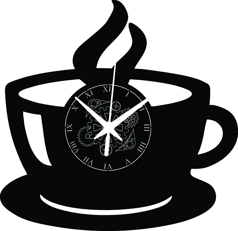 Instant Karma Clocks Vinyl Wall Clock ➤ Coffee Shop Mug Cup Time, Home Kitchen Decor