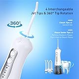 Cordless Water Flosser –Professional Oral Irrigator with 4 Jet Tips (Included 2 Plaque Remover Tips) for Teeth Cleaning, Rechargeable Portable Water Flosser with 3 Mode for Braces,Implants,Crowns
