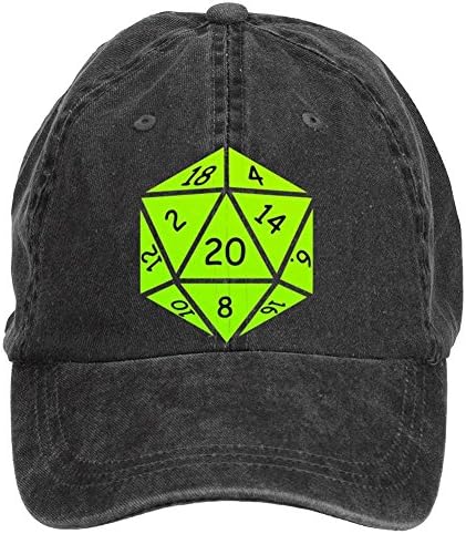 WHUO Dungeons and Dragons D20 DIY 6 Panel Baseball Cap Hats Unisex Black