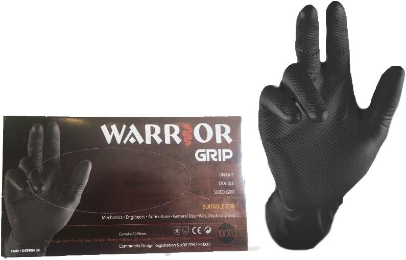NITRILE DISPOSABLE ONLY ORANGE AVAILABLE POWDER FREE WORK GLOVES FISH SCALE GRIP HEAVY DUTY (1, S)