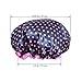 6Pcs Assorted Satin Shower Caps, Creatiee Waterproof Elastic Band Bath Cap Bathing Hair Cap Kitchen Cap with Double Layer for Adults(Dots Style)