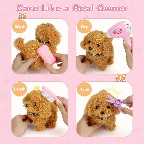 Dreamon Dog Barking and Walking Dog Toy Walking and Barking with Kennel Pet Care Accessories Gift Girl 3 4 5 Years Old