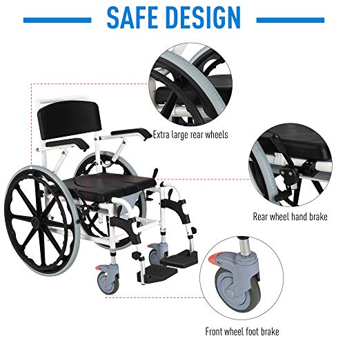 Rolling Shower Wheelchair Bath Toilet Commode Bariatric with 24