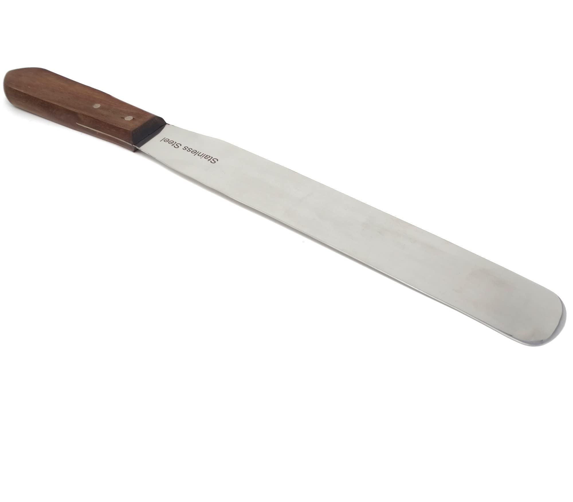 Stainless Steel Lab Spatula with Wooden Handle, 12" Blade, 1.75" Blade Width, 17.25" Total Length
