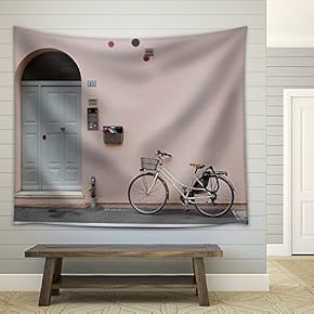 a Vintage Bicycle on The Street - Fabric Wall Tapestry Home Decor - 51x60 inches