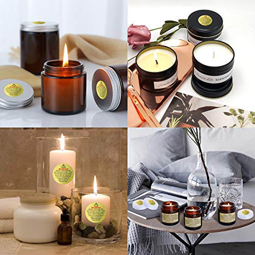 SANNIX 400 Pieces Candle Warning Labels, 1.2 Inch Candle Jar Container