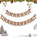 SOONAN Merry Christmas Banner Decoration, with Snowflake Reindeer Bow Ribbons Xmas Garlands Burlap Sign for Holiday Christmas Home Decoration Mantel Fireplace Hanging Decor