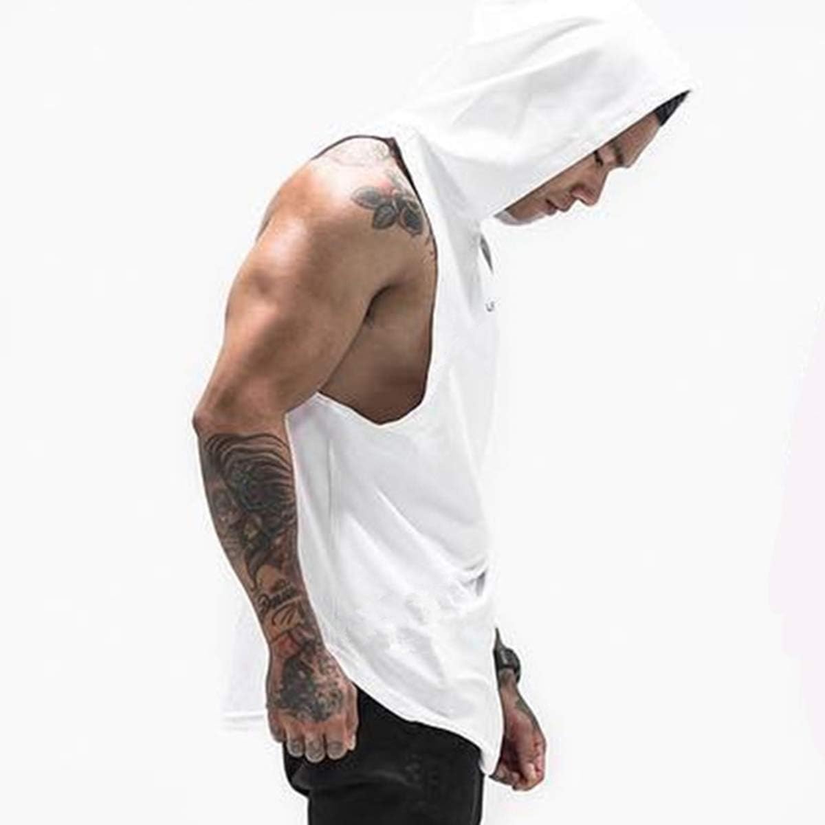 Muscle Killer 3 Pack Men's Workout Hooded Tank Tops Bodybuilding Muscle Cut Off T Shirt Sleeveless Gym Hoodies: Clothing