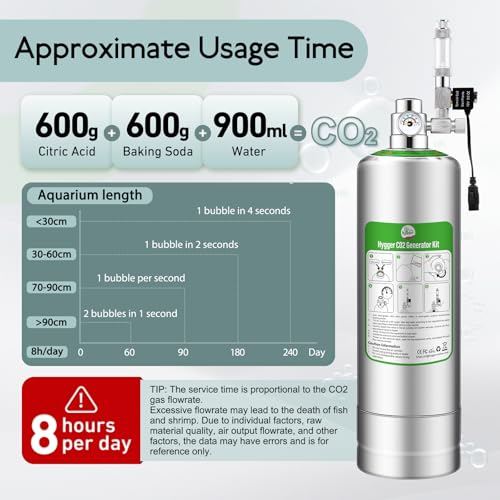 5L Aquarium CO2 Generator System Carbon Dioxide Reactor Kit, co2 Aquarium kit diy co2 kit for aquarium with Regulator Solenoid Valve, bubble counter for Aquarium Planted tank 60L to 300L