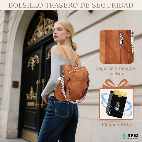 LEASOUL Women's Vegan Leather Waterproof and Anti-Theft Stylish Laptop Backpack for Office, University and Travel