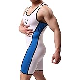 WMIERFI Ice Silk Men's Athletic Supporters Sport Swim Bodysuit Slim Fit Wrestling Singlets Leotard Underwear Jumpsuits
