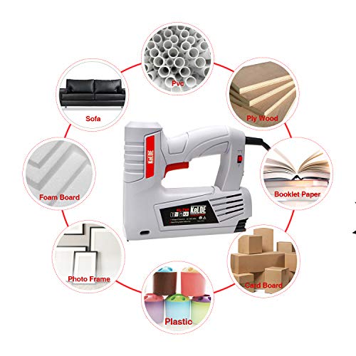 Electric Staple Gun Kit, KeLDE 120V Power Stapler/Brad Nailer with Adjustable Firing Mode Switch, Includes 1500pc T50 Staples and 500pc 15mm Brad Nails