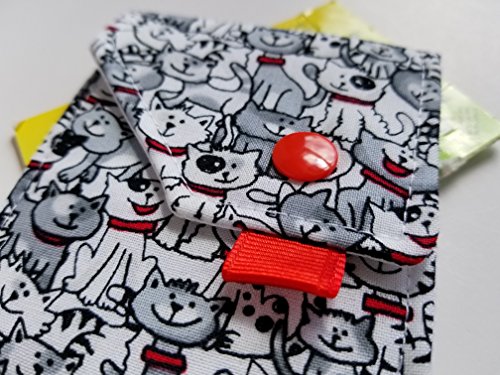 Birth Control Case Sleeve with Snap Closure and Optional Keychain Clip -Cats everywhere! - Thumbnail 2