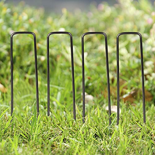 ADSRO Galvanized Garden Staples, Lawn Landscape Nail U-Pile Heavy Duty Fur Pin Fence Fence for Anchoring Fabric Weed Barrier Floor Cover 100Pack - Thumbnail 3