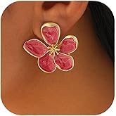 Flower Earrings for Women Gold White Blue Pink Floral Stud Earrings Flower Statement Earring Vintage Floral Earring Jewelry for Women