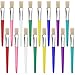 16 Piece Large Flat Tip Paint Brushes Hog Bristle Tempera and Artist Paint Brushes for Kids with Short Stubby Plastic Handle-Assorted Colors