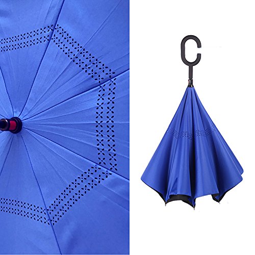 Portable Umbrella, Car Special Reverse Inverted Umbrella,Anti-UV(Deep blue)