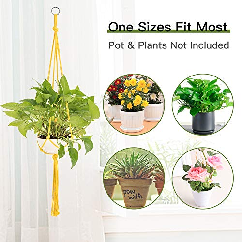 Plant Hangers, Indoor Outdoor Plant Pot Hangers, 3 Variable Colors Hanging Plant Holder Handmade Cotton Rope for Home Decor 6 Pack
