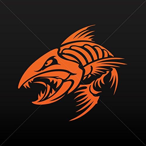 Sticker Decal Angry Fishbone Figure Tablet Laptops Weatherproof Sports Orange (5 X 4.4 In)