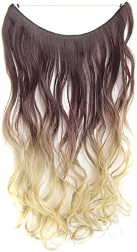 Flip In Wavy Curly Ombre Dip Dye Synthetic Hair Extension Secret Miracle Heat Resistance Hair Wire Hair Pieces No Clip for Women 50g 22inch 1PC