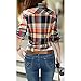 Lasher Female Cotton Casual Plaid Button-up Shirts, Blue Yellow, 6/8 (Tag Size XL)