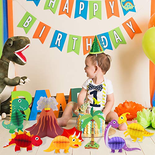 4 Dinosaur+Volcano+Centerpieces+Honeycomb+Decorations