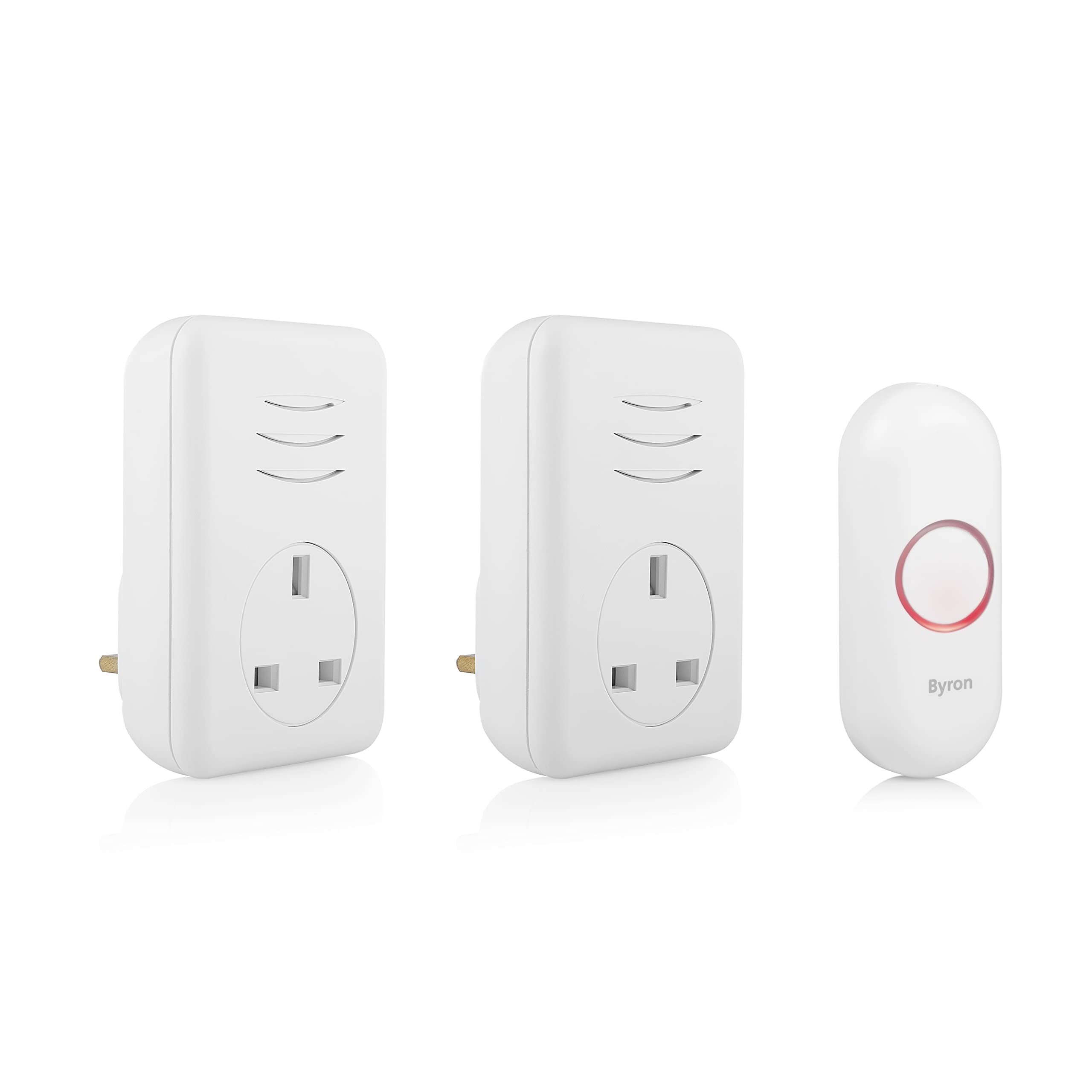 Byron Wireless Doorbell Set, 2 x Plug-Through Chimes, 150m Range, 16 Melodies, DBY-22317UK