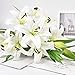 Sunm Boutique 35.4 in Artificial Lily Flowers, Real Touch Lily with 6 Full Bloom Heads and 3 Buds, Long Stems Tiger Lily Flower, Latex Lily Flower for Easter Wedding Party Office Home Decor, 3 Pcs