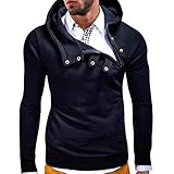 TheLees 4BH Mens Casual Luxury Buckle Hoodie Slim Cotton Sweatshirts