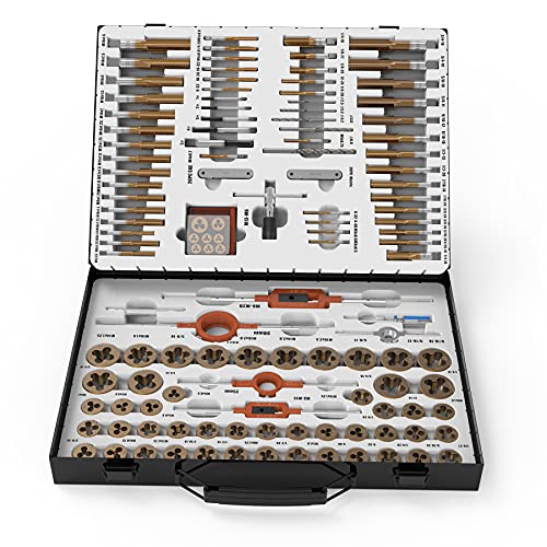 Muzerdo 131PCS Sae and Metric Coated Bearing Steel Tap and Die