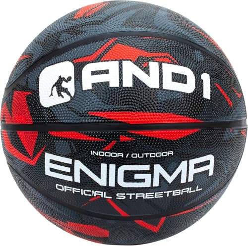 AND1 Enigma Rubber Basketball: Regulamento Oficial Tamanho 7 (74.9 cm) Street Basketball - Construção de Canal Profundo Streetball, Feito para Interior e Exterior