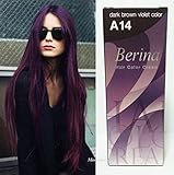 Berina Permanent Hair Dye Color Cream # A14 Dark Brown Violet