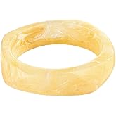 HUAYUNFANG Light Yellow Acrylic Bangles Bracelets For Women Irregular Geometric Minimalist Acetate Plate Mottled Chunky Cuff Bracelet Arm Bangle Jewelry For Women