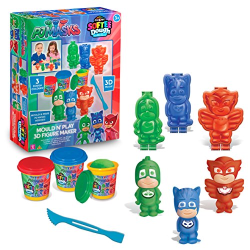 Cra-Z-Art PJ Masks Softee Dough 3D Maker Action Figure Mold N Play, Red, Blue, Green