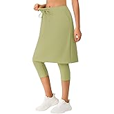 ANIVIVO Skirted Leggings for Women with Pockets,Athletic 22" Knee Length Skirt with Capri Leggings