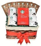 Starbucks Christmas Hot Cocoa Mixed Gift Basket - 5 Different Flavors - Double Chocolate, Peppermint, Salted Caramel, Marshmallow, Classic Hot Cocoa - Christmas Gift Pack for Family, Friends, Him, Her