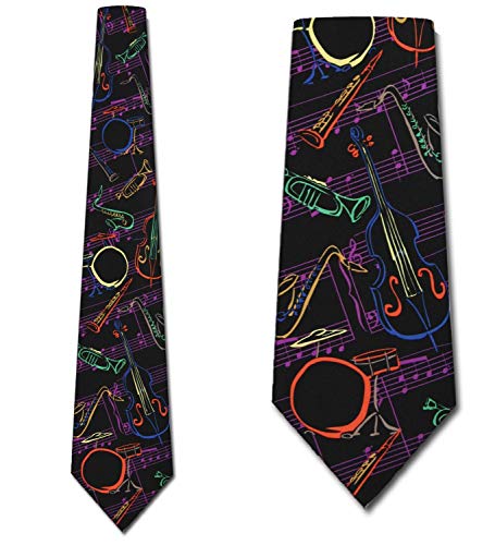 Jazz Instruments Tie Mens Music Neckties by Three Rooker