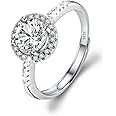 Luckilemon Moissanite Adjustable Engagement Ring, Promise Eternity Ring for Women,Wedding Rings,Jewelry Gift,Friendship Promise Fashion Jewelry Valentine Gifts for Women