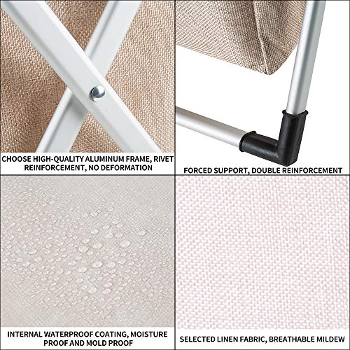 Hosroome 2 Sections Laundry Hamper Laundry Baskets with Aluminum Frame (24"x 15"x 23") Dirty Clothes Bag for Bathroom Bedroom Home College Use,Beige