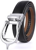 Marino Men&rsquo;s Genuine Leather Ratchet Dress Belt with Open Linxx Buckle, Enclosed in an Elegant Gift Box - Black - Style 150 - Custom: Up to 44