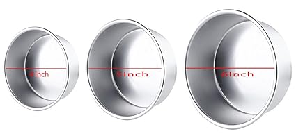 Prime Enterprises Anodized Aluminum Round Tin Cake Bakeware Tool, 4, 5 and 6-inch, Multicolour- Set of 3