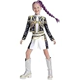 ADCHUNTUCOS Girls Halloween Costume, Black and Yellow Polyester Top and Pants Set for Cosplay Events and Parties