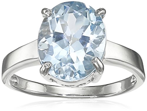 Sterling silver oval blue topaz ring, size 6